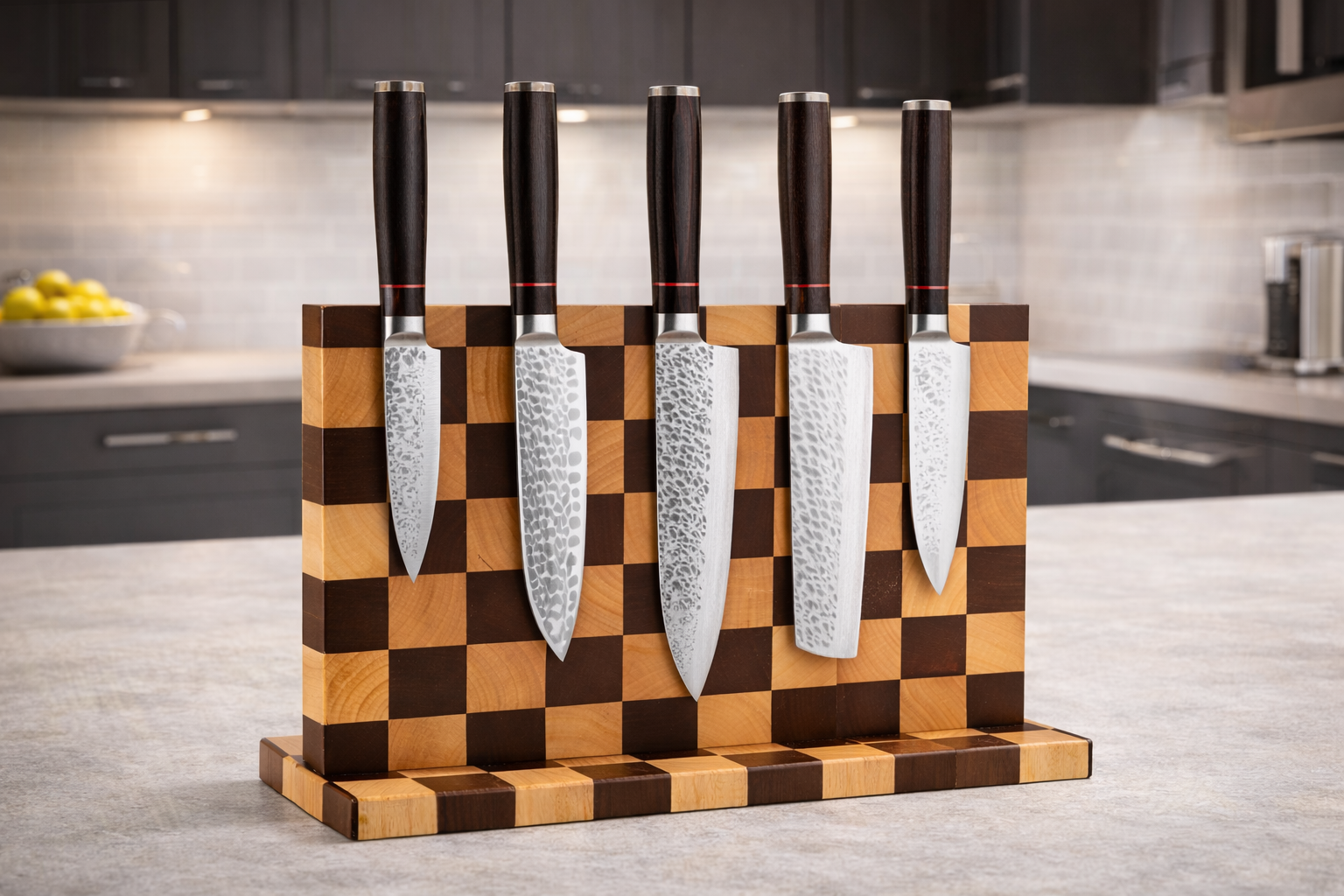 Porte-couteau magnétique en bois d’acacia